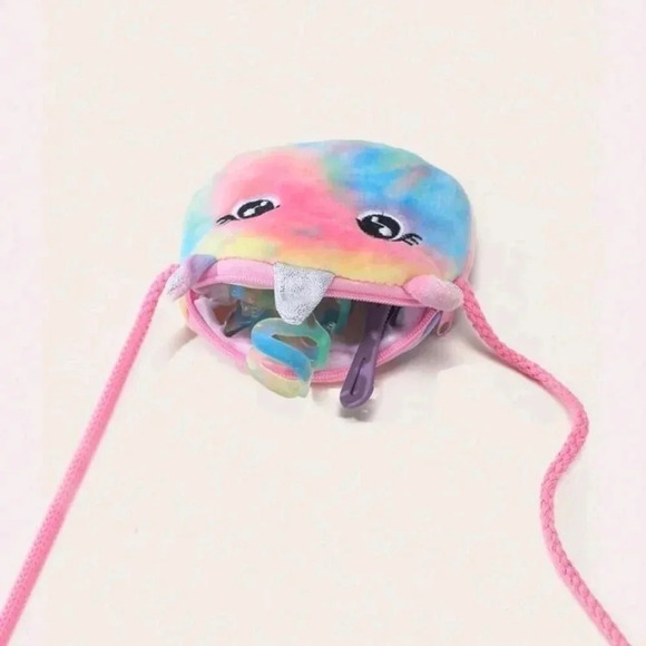 Cute girls pink tye die unicorn 🦄 print bag purse girl women's handbag coin hol - Picture 3 of 4